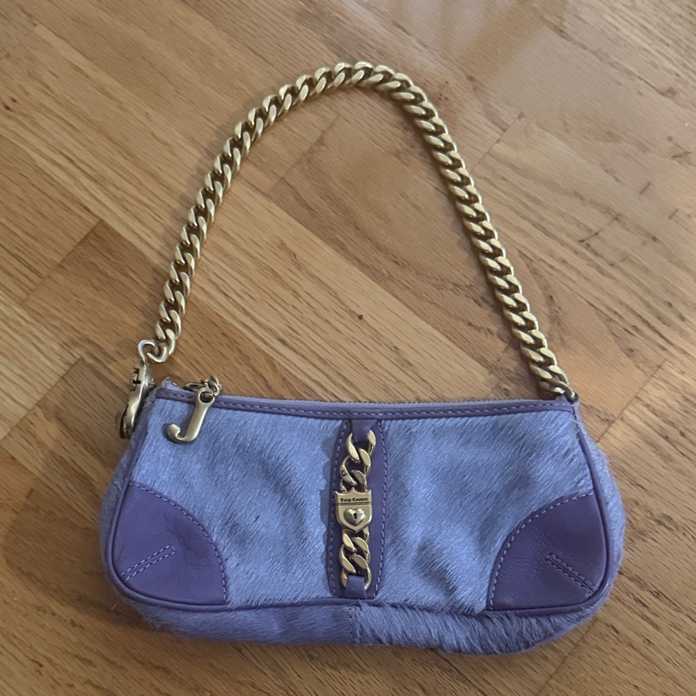 Juicy Couture | RARE vintage y2k purple cowhide hair leather baguette mini bag